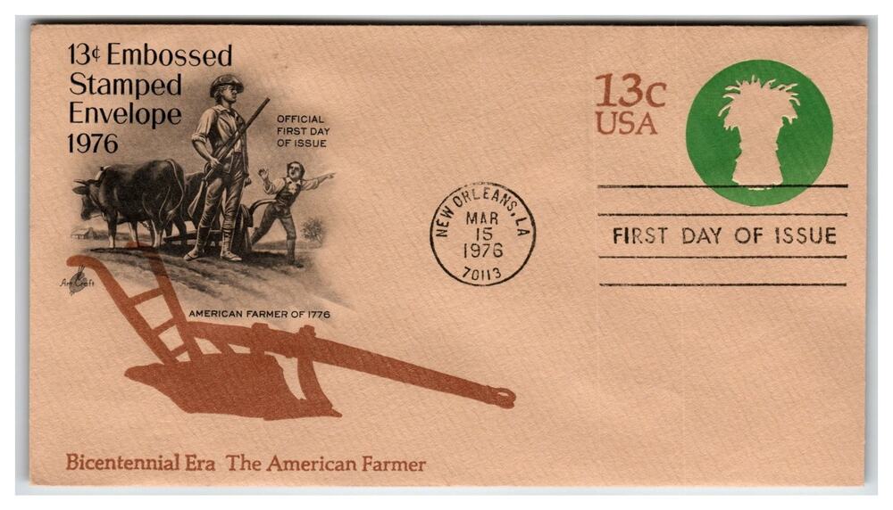 US Scott U580 American Farmer 1976 Bicentennial FDC Artcraft Unaddressed